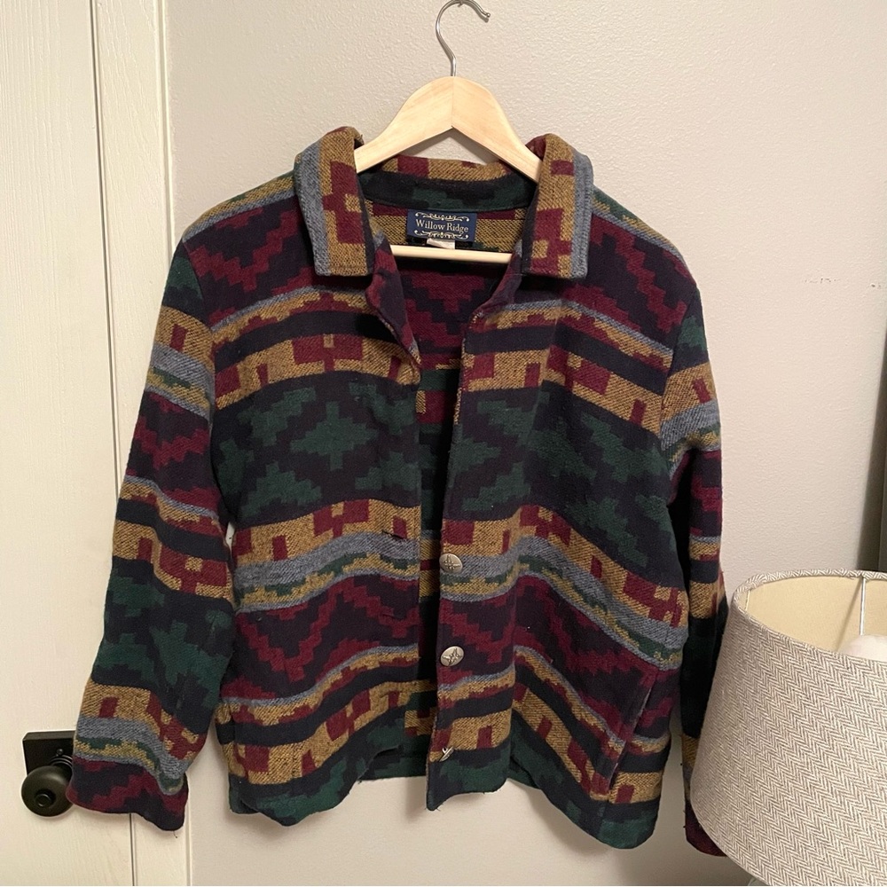 Willow Ridge - Wool Aztec Patterned Southwestern Jacket - Size 14